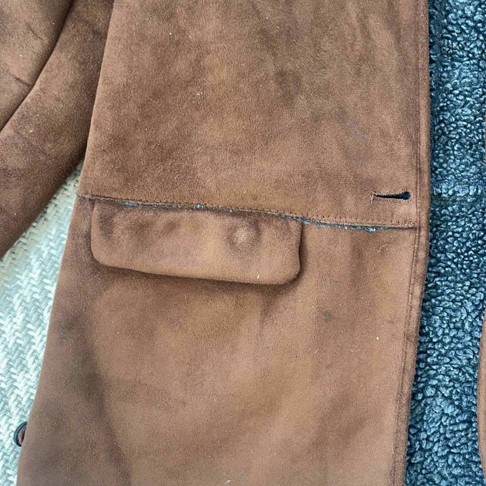Zara Brown Sherpa Coat Jacket Size 7/8 Girls - Picture 2 of 8